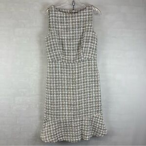 Ann Taylor Tweed Sleeveless Shift Dress Gray White Textured Lined Women’s Size 4